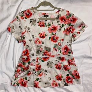 Jaanuu Floral Peplum Scrub Top — New Bloom